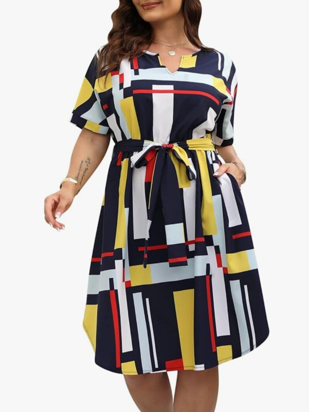 Nemidor Plus Size 22 Casual Dresses for Curvy Women Summer Boho  Geo Print